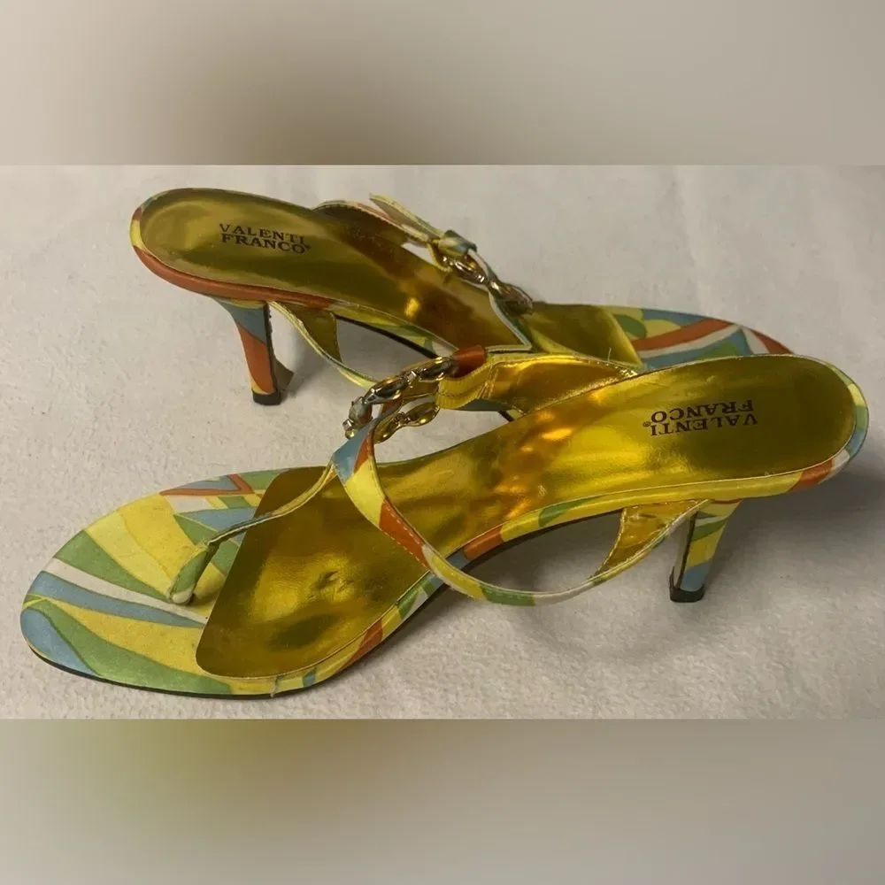 Valenti Franco Womens Nelly Jeweled Open Toe Multicolor Strappy Sandals Sz 8.5 M